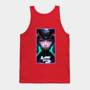 Anime Race Girl | Quality 3D Anime Artwork | Pink Red Black Blue Chibi Manga Anime Art Tank Top